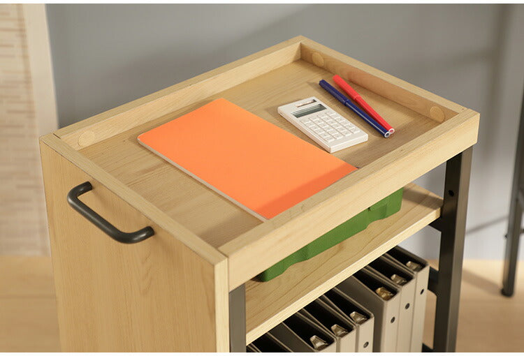 デスクワゴン A4サイズ可 幅27 奥行40.5 高さ61.5cm キャスター付き 高さ調節可能 可動棚 モダン おしゃれ リビング リモートワーク オフィス デスク ワゴン ヴァンナ VAN-W27(NA)(代引不可)