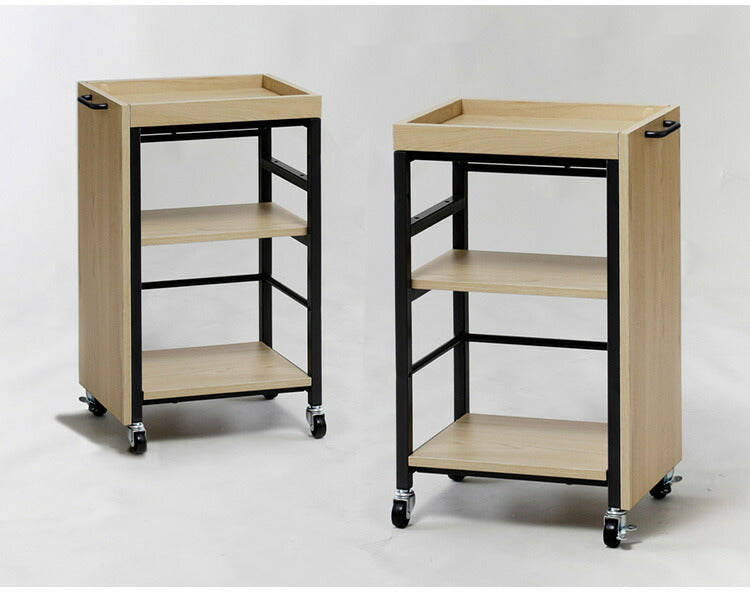 デスクワゴン A4サイズ可 幅27 奥行40.5 高さ61.5cm キャスター付き 高さ調節可能 可動棚 モダン おしゃれ リビング リモートワーク オフィス デスク ワゴン ヴァンナ VAN-W27(NA)(代引不可)