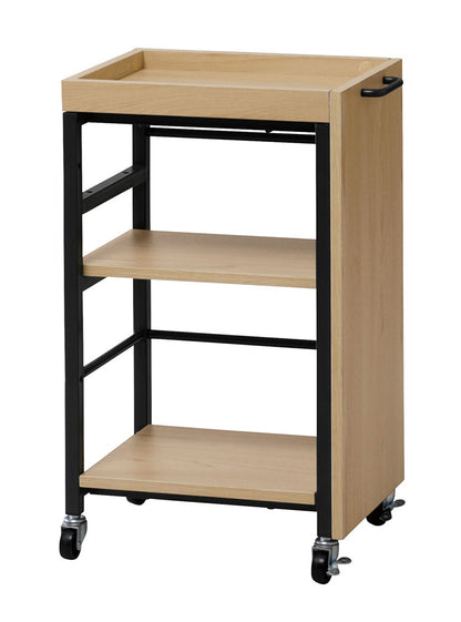 デスクワゴン A4サイズ可 幅27 奥行40.5 高さ61.5cm キャスター付き 高さ調節可能 可動棚 モダン おしゃれ リビング リモートワーク オフィス デスク ワゴン ヴァンナ VAN-W27(NA)(代引不可)