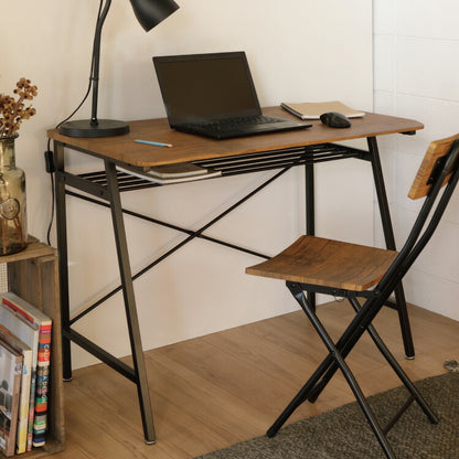 配線穴付き デスク パソコンデスク ワイド 幅90 収納 奥行き50 PCデスク テレワーク 在宅勤務 おしゃれ 北欧 ヴィンテージ 西海岸(代引不可)