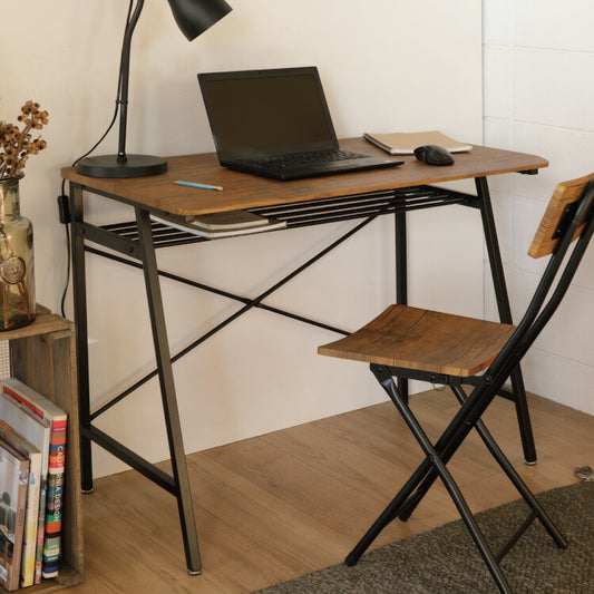 配線穴付き デスク パソコンデスク ワイド 幅90 収納 奥行き50 PCデスク テレワーク 在宅勤務 おしゃれ 北欧 ヴィンテージ 西海岸(代引不可)