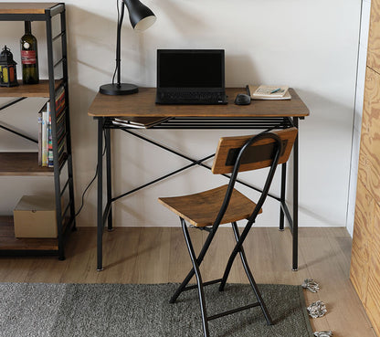 配線穴付き デスク パソコンデスク ワイド 幅90 収納 奥行き50 PCデスク テレワーク 在宅勤務 おしゃれ 北欧 ヴィンテージ 西海岸(代引不可)