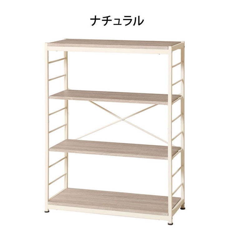 ラック 4段 幅84cm アンティーク 木目調 おしゃれ 北欧 シェルフ 棚 スチールラック 棚板 高さ調節可能 フリーラック ディスプレイラック オープンラック 収納 ヴィンテージ 新生活(代引不可)