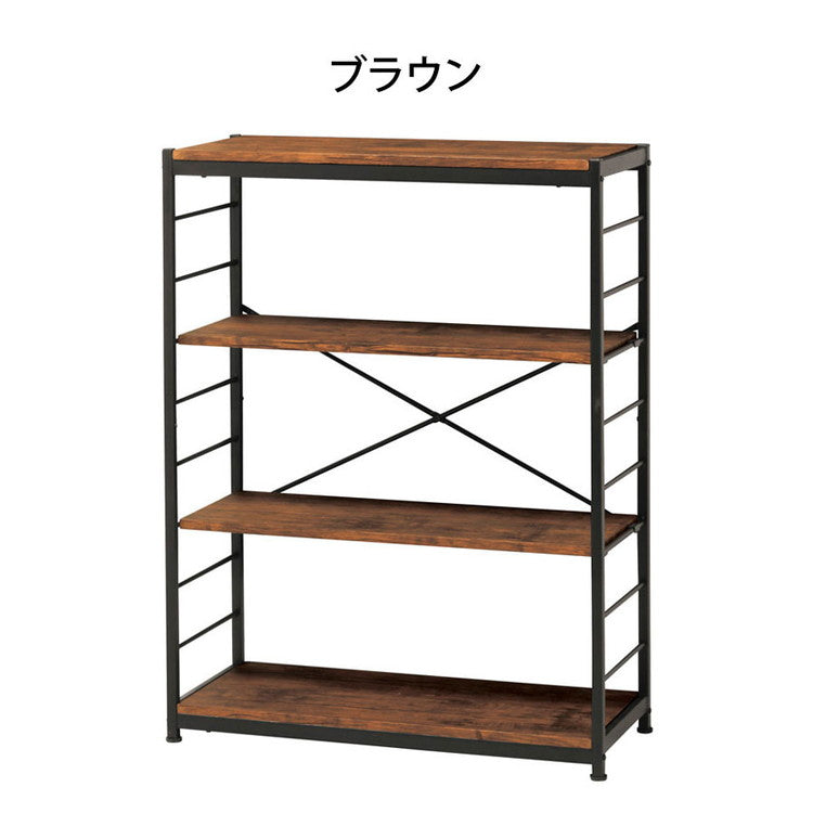 ラック 4段 幅84cm アンティーク 木目調 おしゃれ 北欧 シェルフ 棚 スチールラック 棚板 高さ調節可能 フリーラック ディスプレイラック オープンラック 収納 ヴィンテージ 新生活(代引不可)
