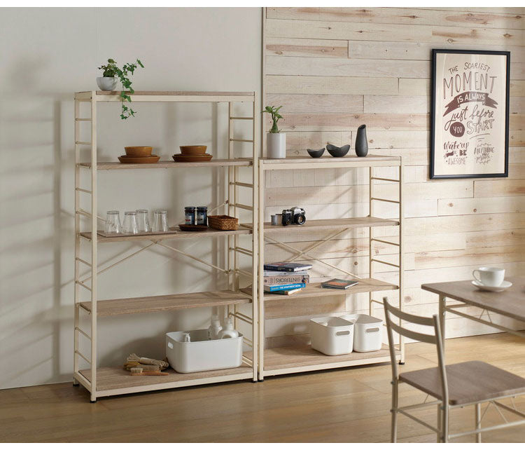 ラック 4段 幅84cm アンティーク 木目調 おしゃれ 北欧 シェルフ 棚 スチールラック 棚板 高さ調節可能 フリーラック ディスプレイラック オープンラック 収納 ヴィンテージ 新生活(代引不可)