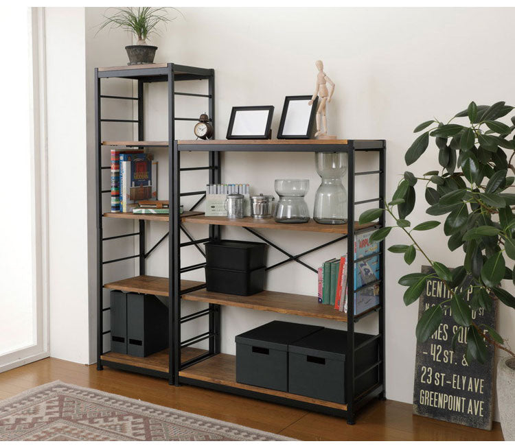 ラック 4段 幅84cm アンティーク 木目調 おしゃれ 北欧 シェルフ 棚 スチールラック 棚板 高さ調節可能 フリーラック ディスプレイラック オープンラック 収納 ヴィンテージ 新生活(代引不可)