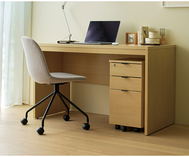 ワークデスク 幅120cm パソコンデスク コード穴付き ナチュラル 木目調