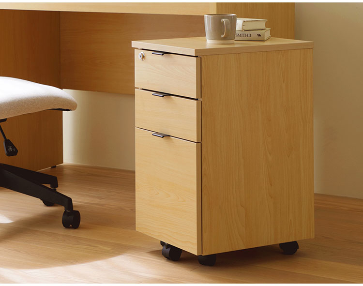 デスクワゴン 引き出し キャスター付き 鍵付き 木目調 ファイル収納 A4サイズ 収納ワゴン 省スペース コンパクト インワゴン リモートワーク 在宅 収納家具 3段 テレワーク 会社 オフィス 幅31cm(代引不可)