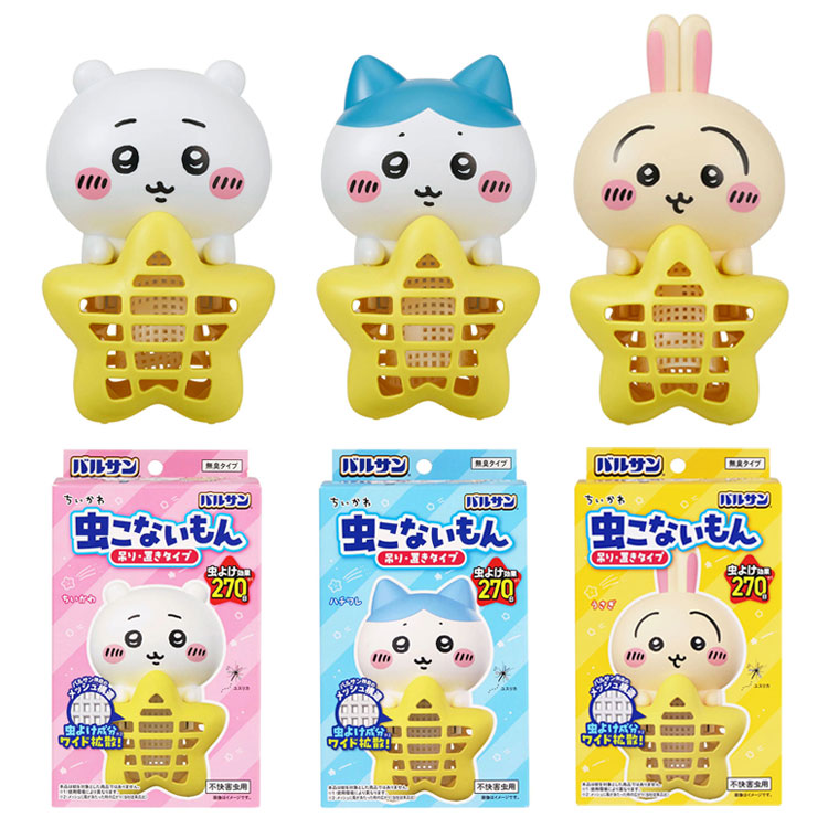 【単品】バルサン ちいかわ 虫こないもん 吊り・置きタイプ 虫よけプレート ちいかわ ハチワレ ウサギ 270日 簡単虫よけ ユスリカ 吊るし置き 交換時期お知らせタイプ