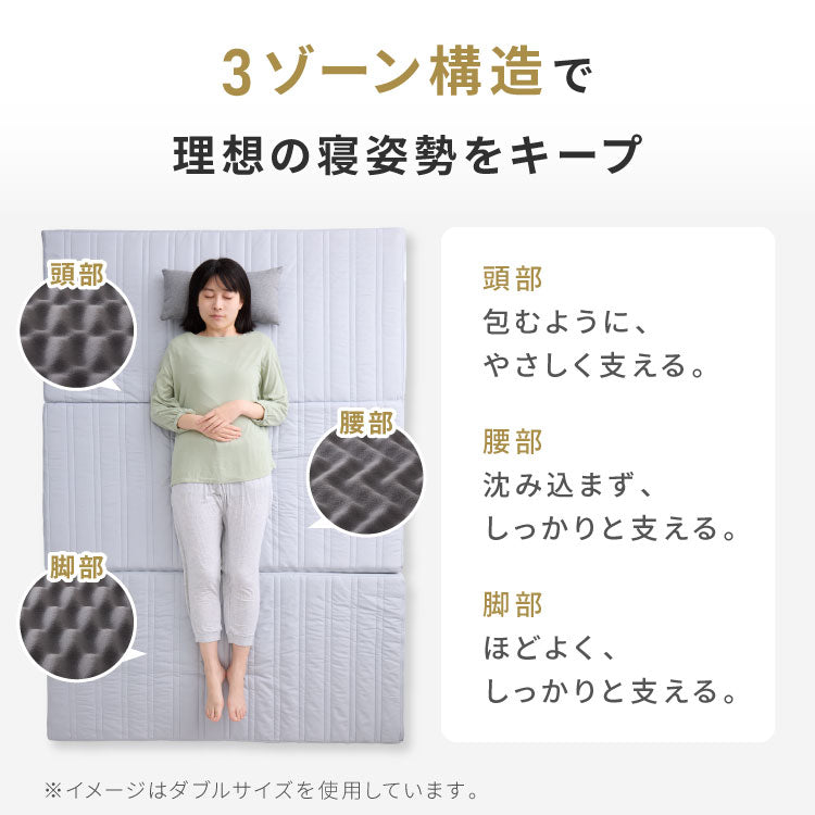 アキレス Achilles マットレス Float Wave フロートウェーブ レギュラー シングル 日本製 高反発 3つ折り 厚さ10cm 体圧分散 通気 三つ折り ごろ寝 敷布団 折り畳み 高反発マットレス ベッド(代引不可)