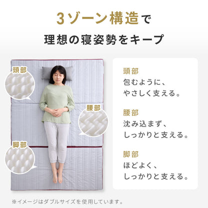 アキレス Achilles マットレス Float Wave フロートウェーブ スーパーハード シングル 日本製 高反発 3つ折り 厚さ10cm 体圧分散 通気 三つ折り ごろ寝 敷布団 折り畳み 高反発マットレス ベッド(代引不可)