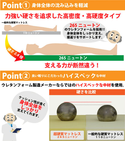 アキレス マットレス 日本製 シングル 厚さ4cm 三つ折り 3つ折り 超硬質マットレス 和柄(代引不可)