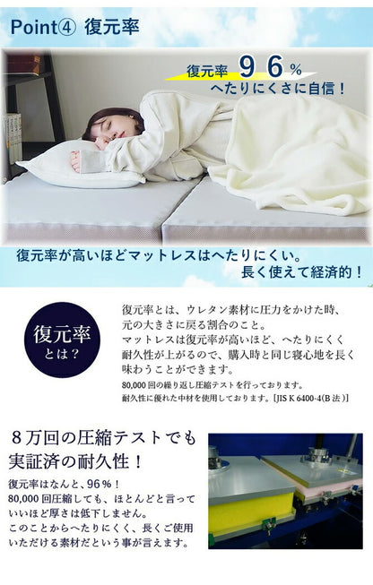 アキレス Achilles マットレス 調湿機能付き高反発三つ折りマットレス 日本製 高反発 3つ折り 厚さ10cm 体圧分散 通気 三つ折り ごろ寝 敷布団 折り畳み 高反発マットレス ベッドマットレス(代引不可)