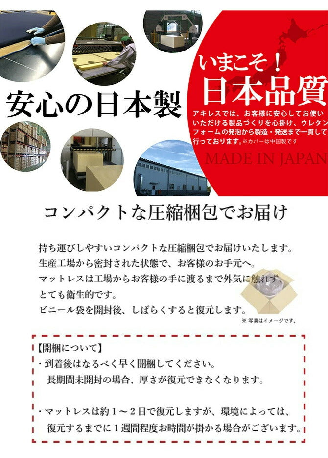 アキレス Achilles マットレス 調湿機能付き高反発三つ折りマットレス 日本製 高反発 3つ折り 厚さ10cm 体圧分散 通気 三つ折り ごろ寝 敷布団 折り畳み 高反発マットレス ベッドマットレス(代引不可)
