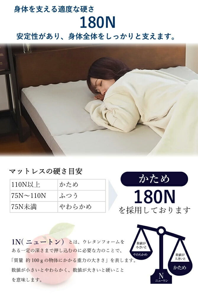 アキレス Achilles マットレス 調湿機能付き高反発三つ折りマットレス 日本製 高反発 3つ折り 厚さ10cm 体圧分散 通気 三つ折り ごろ寝 敷布団 折り畳み 高反発マットレス ベッドマットレス(代引不可)