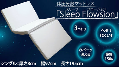 アキレス Achilles 日本製 高反発 プロファイル 除湿 三つ折り マットレス シングル 厚さ8cm 幅97cm 奥行き195cm AK-902 国産 寝返り 腰痛 かため コンパクト 3つ折り 体圧分散 通気性 (代引不可)