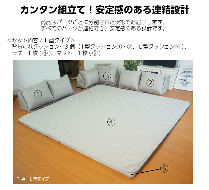 アキレス Achilles 日本製 コーナー クッション L型タイプ ソファ コーナーソファ こたつソファ 背もたれ付き クッション付き(代引不可)