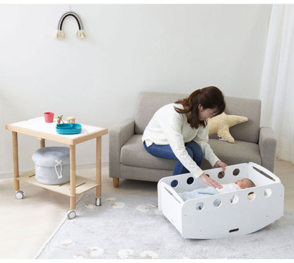 Hoppl bebed newborn べベッド ホップル ベビーベッド ニューボーン キャスター付き おしゃれ 北欧 ベッドフレーム 簡易ベッド おむつ台 韓国 白 天然木 木製(代引不可)