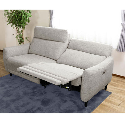 マカロフ 3P ソファ モーションソファ リクライニング カウチ USBポート ノックダウン仕様 ヘッドレスト 充電電動 可動式 木製脚 幅195cm 奥行96-160cm(代引不可)