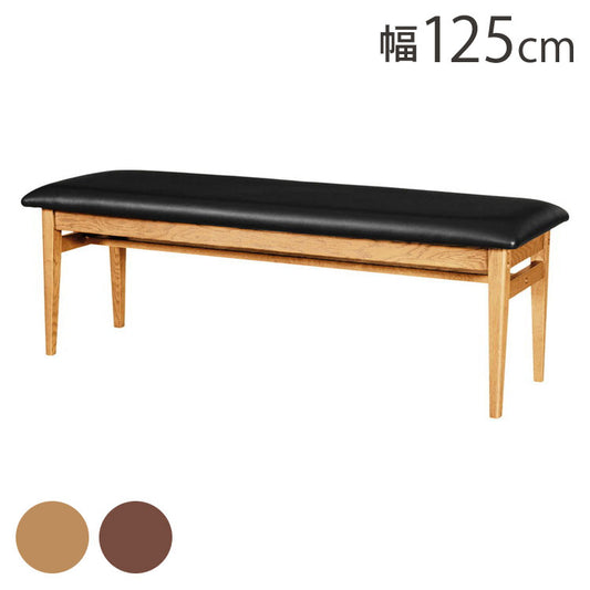 アルボル YUME2 125P ダイニングベンチ KD ダイニングチェア 椅子 イス いす ベンチ NA BK ナチュラル ブラウン ブラック オーク材 北欧 幅125cm 奥行40cm 高さ43cm シンプル 合皮 合成皮革(代引不可)