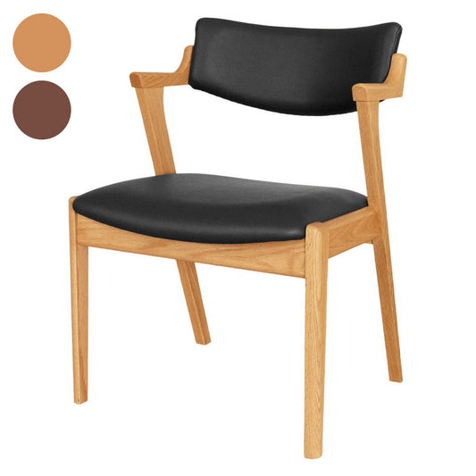 アルボル YUME2 205W ワイドセミアームチェア ダイニングチェア 椅子 イス いす NA BK ナチュラル ブラウン ブラック オーク材 北欧 幅56cm 奥行58cm 高さ76cm 合皮 合成皮革 ローレット加工(代引不可)