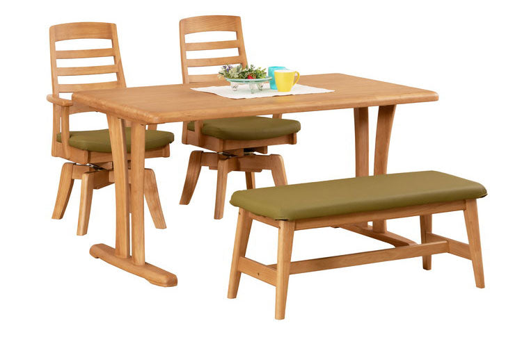 アルボル CCM4 ダイニングテーブル テーブル 机 2本脚 NA BR ナチュラル ブラウン オーク材 木目 ラバーウッド材 幅140cm 奥行80cm 高さ71cm 無垢 無垢材 おしゃれ あたたかみ シンプル(代引不可)