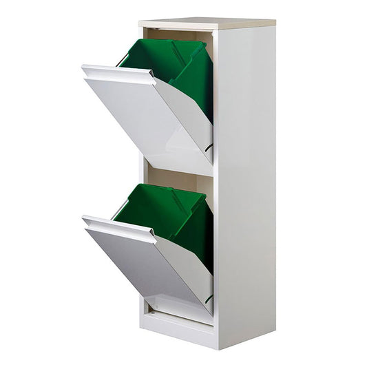 筑波産商 YY2-WSB-32 ダストボックス WH 収納 ごみ入れ くず入れ ボックス 箱付き 片付け 分別 断捨離 生ごみ 幅32cm 奥行25-48cm 高さ95cm(代引不可)