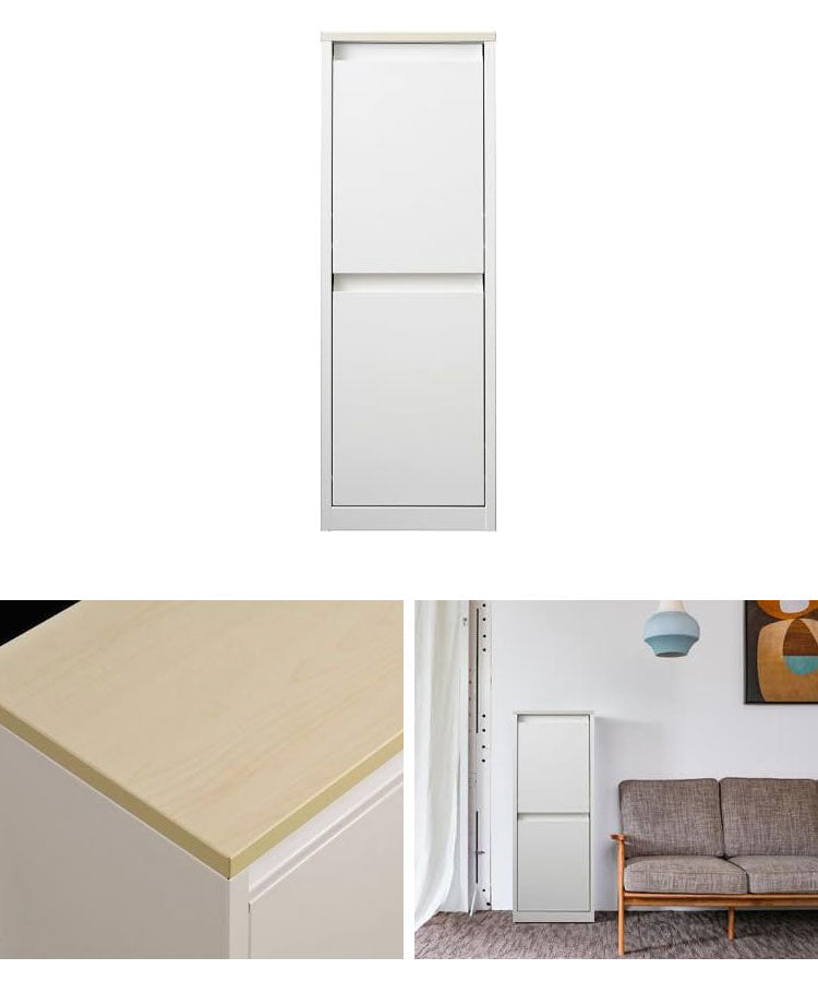 筑波産商 YY2-WSB-32 ダストボックス WH 収納 ごみ入れ くず入れ ボックス 箱付き 片付け 分別 断捨離 生ごみ 幅32cm 奥行25-48cm 高さ95cm(代引不可)