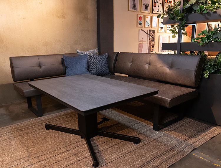 筑波産商 グリート ディナーソファ ダイニングソファ 3人掛け 三人掛け L字 ブラック グレー ファブリック ハイバック おしゃれ 北欧 ヴィンテージ 肘無し ソファー コーナーソファー(代引不可)