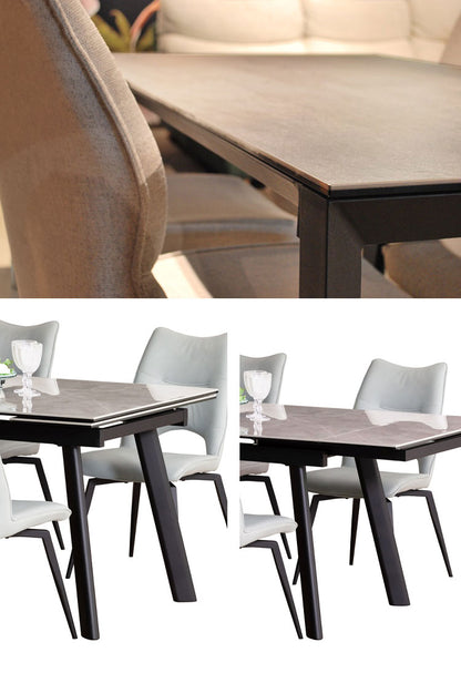 筑波産商 グラスティ 伸長ダイニングテーブル ダイニングテーブル 単品 伸縮 幅140~幅200 4人掛け 6人掛け 大理石調 伸縮テーブル 伸長式 ダイニング セラミック グレー 簡単操作 汚れにくい 光沢(代引不可)