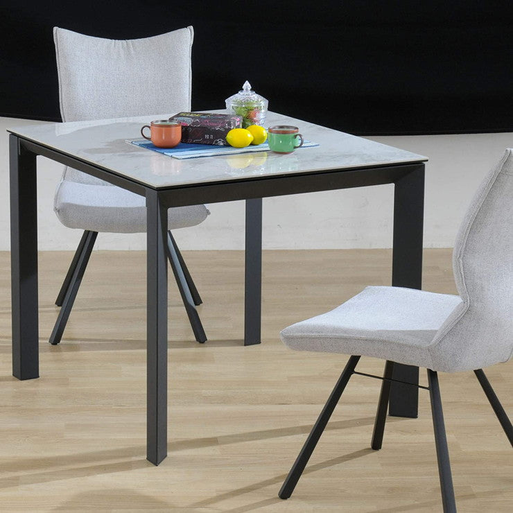 【筑波産商 グラナダ 90×80 テーブル】 セラミック天板 おしゃれ かっこいい モノトーン ヴィンテージ モダン(代引不可)