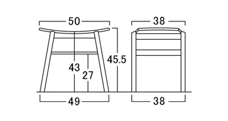 【2脚セット】 アルボル YUME2 スツール ダイニングチェア 椅子 イス いす スタッキング 板座 ナチュラル ブラウン オーク材 北欧 幅50cm 奥行38cm 高さ45.5cm 収納 スぺパ スペースパフォーマンス(代引不可)