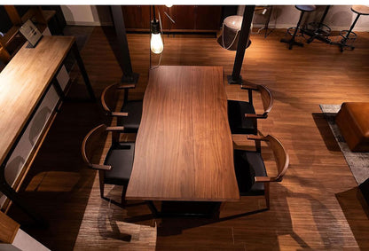 筑波産商 ダイニングテーブル 150×90 一枚板調 ウォールナット突板天板 天厚50mm Moana 幅150cm テーブル デスク 机 リビングテーブル つくえ ダイニングテーブル(代引不可)