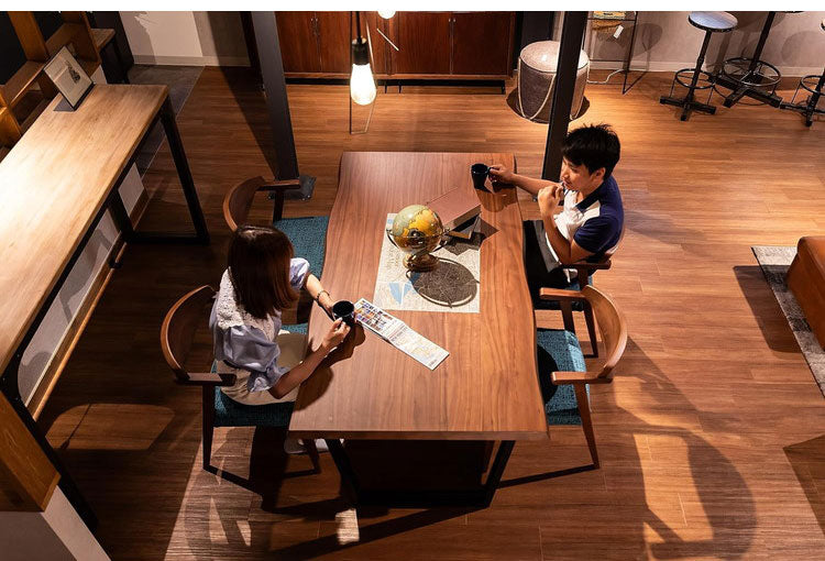 筑波産商 ダイニングテーブル 165×90 一枚板調 ウォールナット突板天板 天厚50mm Moana 幅165cm テーブル デスク 机 リビングテーブル つくえ ダイニングテーブル(代引不可)