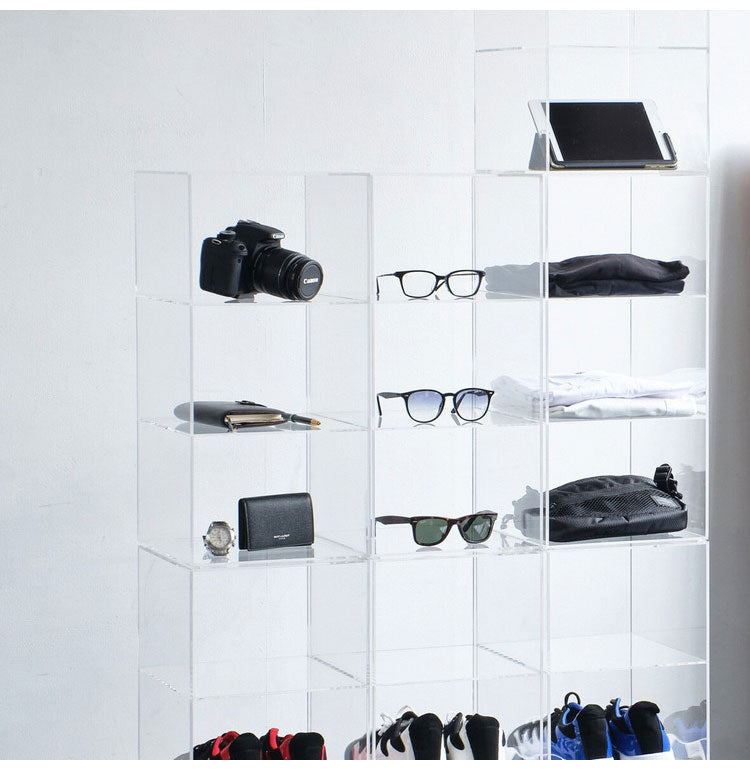 アクリル シューズラック 3段×2個組 透明 見せる収納 シューズケース シューズボックス スニーカーラック コレクションケース ディスプレイラック シンプル おしゃれ(代引不可)