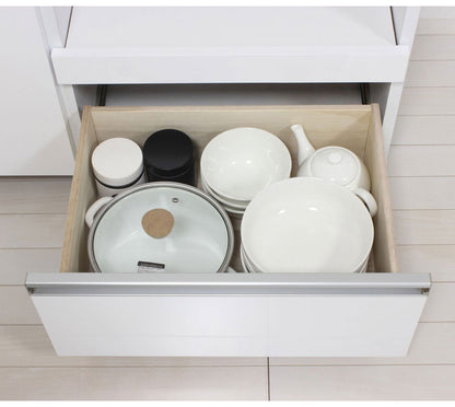 キッチンカウンター 完成品 幅82 レンジワゴン 間仕切り 背面化粧仕上げ 鏡面 白 ホワイト 食器棚 キッチンワゴン スライド棚 コンセント シンプル おしゃれ(代引不可)