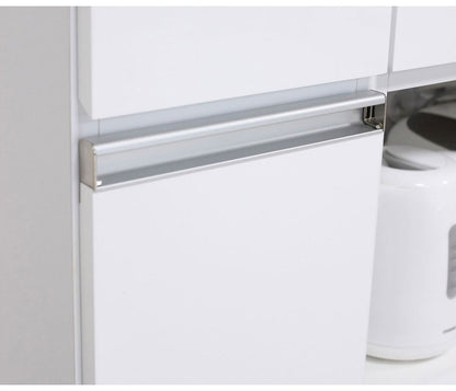 キッチンカウンター 完成品 幅82 レンジワゴン 間仕切り 背面化粧仕上げ 鏡面 白 ホワイト 食器棚 キッチンワゴン スライド棚 コンセント シンプル おしゃれ(代引不可)