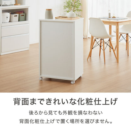 スライド棚付きダストボックス 分別 大容量 2分別 ごみ箱 ゴミ箱 幅55 スリム キッチンカウンター 鏡面 間仕切り スライドトレー レンジ台 キッチンラック 白 ホワイト キャスター おしゃれ(代引不可)