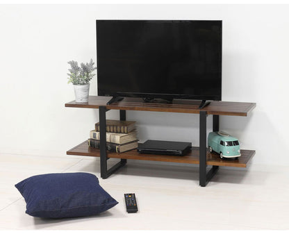 マホガニー天然木 テレビ台 幅105 アンティーク調 ローボード スチール脚 テレビボード TV台 TVボード ラック 棚 おしゃれ(代引不可)