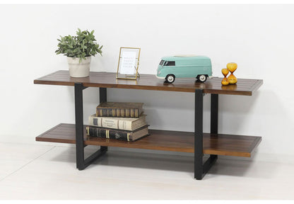 マホガニー天然木 テレビ台 幅105 アンティーク調 ローボード スチール脚 テレビボード TV台 TVボード ラック 棚 おしゃれ(代引不可)