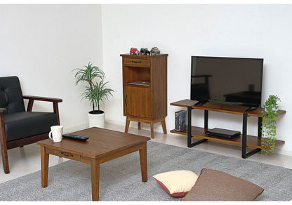 マホガニー天然木 テレビ台 幅105 アンティーク調 ローボード スチール脚 テレビボード TV台 TVボード ラック 棚 おしゃれ(代引不可)