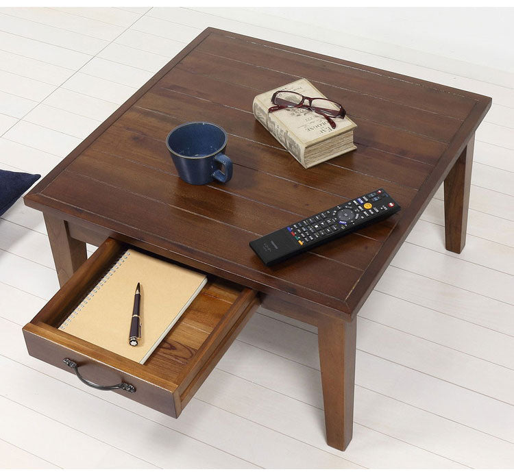 マホガニー天然木 センターテーブル 幅60 アンティーク調 引出し 収納付き ローテーブル コーヒーテーブル 引き出し おしゃれ(代引不可)