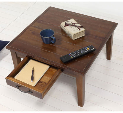 マホガニー天然木 センターテーブル 幅60 アンティーク調 引出し 収納付き ローテーブル コーヒーテーブル 引き出し おしゃれ(代引不可)