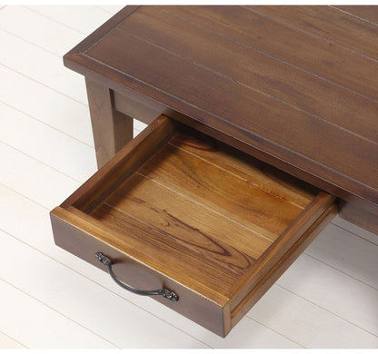 マホガニー天然木 センターテーブル 幅60 アンティーク調 引出し 収納付き ローテーブル コーヒーテーブル 引き出し おしゃれ(代引不可)