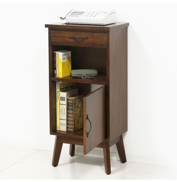 マホガニー天然木 電話台 FAX台 幅42 アンティーク調 ルーター収納 モデム収納 ルーターラック モデムラック 背面 コード穴 おしゃれ(代引不可)