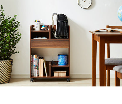 ランドセル収納ワゴン 幅55cm キッズ収納 本棚 引き出し キャスター 可動棚板 ランドセルラック 教科書 文房具 木製 入学 新学期(代引不可)