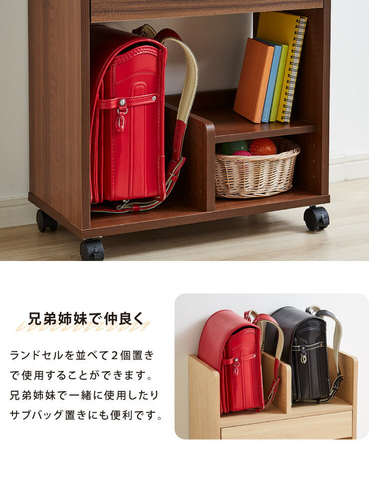 ランドセル収納ワゴン 幅55cm キッズ収納 本棚 引き出し キャスター 可動棚板 ランドセルラック 教科書 文房具 木製 入学 新学期(代引不可)
