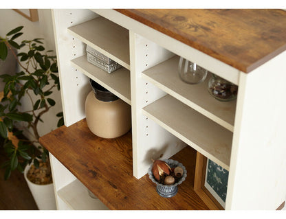 オープンキャビネット カントリー かわいい アンティーク レトロ風 おしゃれ ラック 棚 キャビネット 引出し 幅77cm 高さ151cm(代引不可)