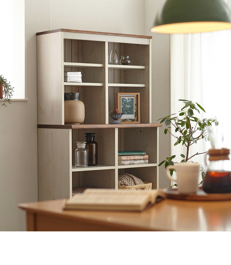 オープンキャビネット カントリー かわいい アンティーク レトロ風 おしゃれ ラック 棚 キャビネット 引出し 幅77cm 高さ151cm(代引不可)