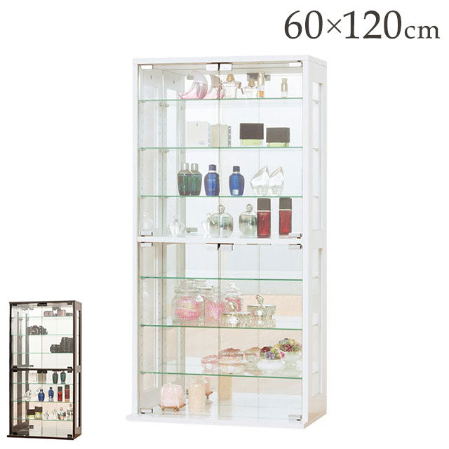 コレクションケース 幅60 高さ120 背面ミラー ガラス棚 コレクションラック フィギュアケース ディスプレイラック 棚 ガラスケース シンプル 白 ホワイト おしゃれ(代引不可)